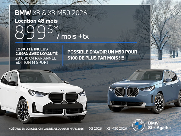 Bannière de BMW X3 et X3 M50 2026